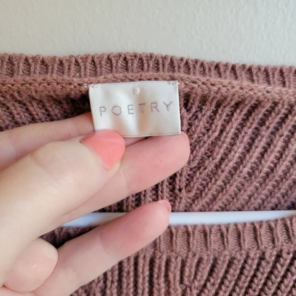 Poetry Anthropologie Mauve Crew Neck Sweater S/4 - Picture 2 of 5